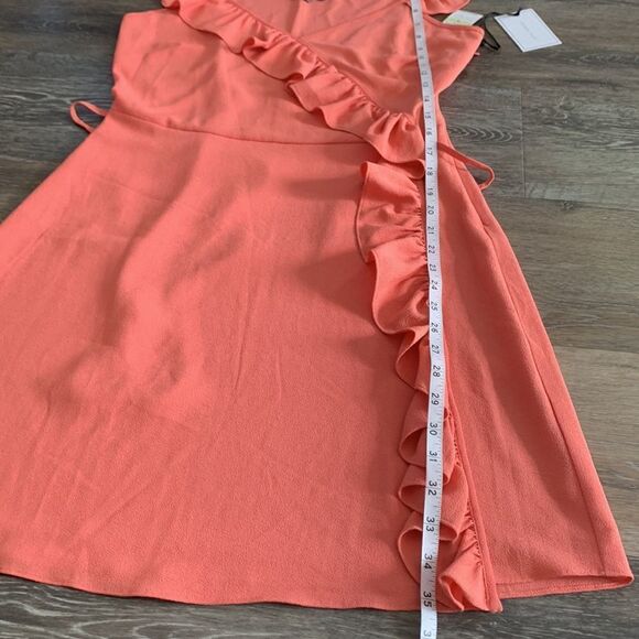1. State ruffle trim coral colored sleeveless dress sz 4 small - Picture 10 of 12